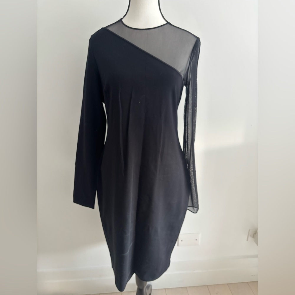 Wolford Black Dress with Sheer Asymmetrical Sleeve